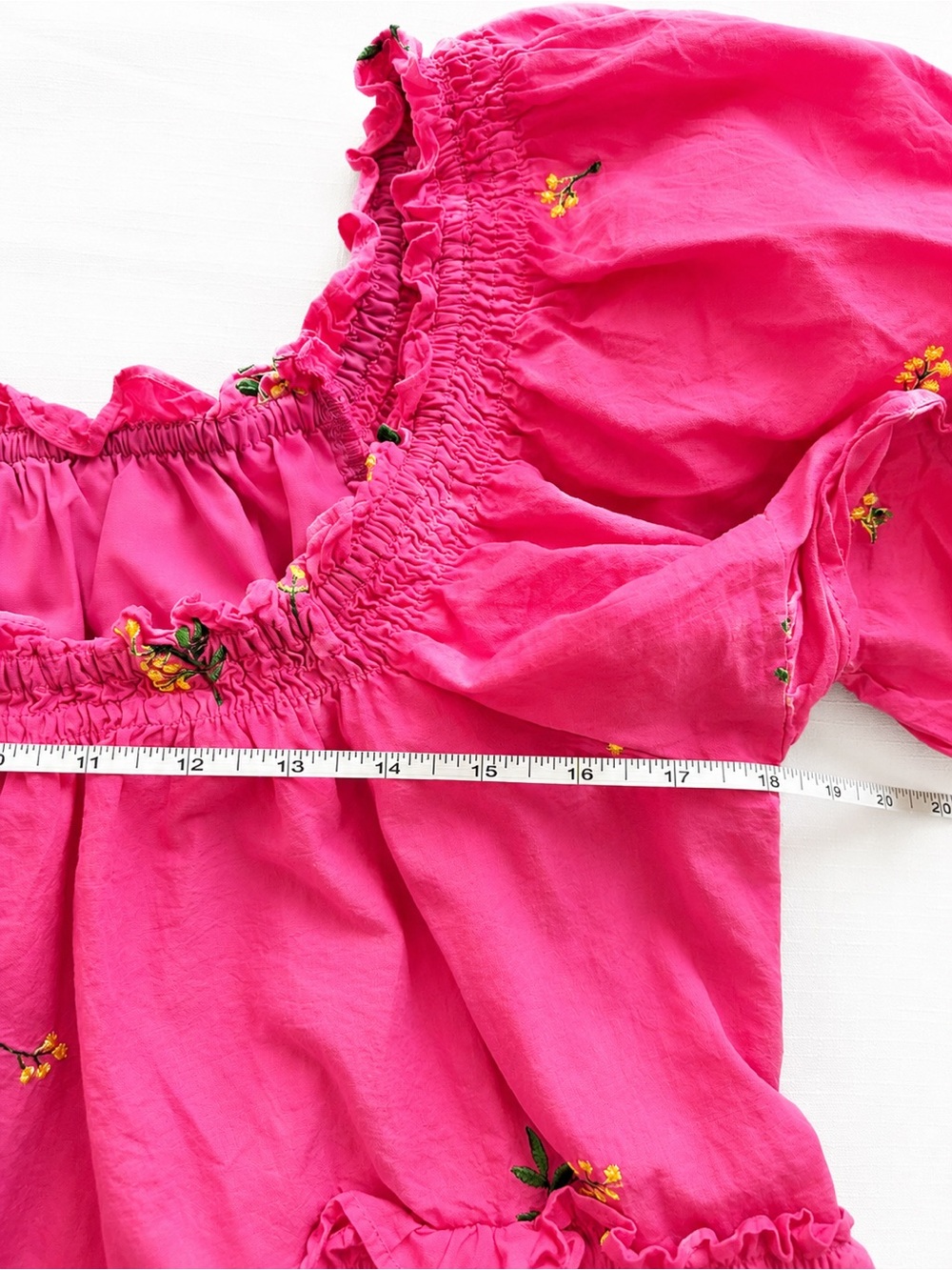 g.p.d. Pink Floral Embroidered Ruffle Dress — Size L Boho Croquette Cottagecore - Picture 3 of 7